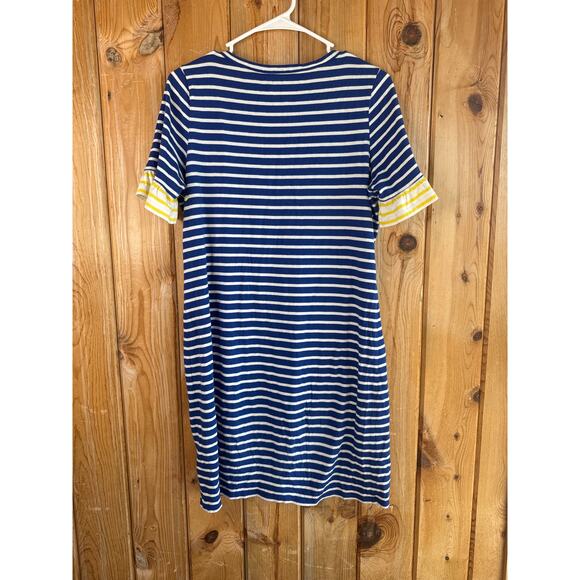 Boden Imogen Jersey Striped Dress 8R – Blue & White Stripes, V-Neck, 1/4 Sleeves - Picture 7 of 7
